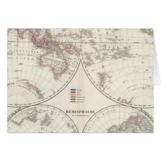 Cartão Mapa do Atlas Planiglob der Erde (Frente Horizontal)
