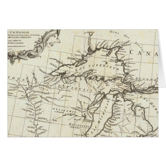 Cartão Mapa do Canadá com aldeias nativas americanas (Frente Horizontal)