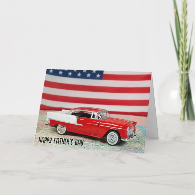 Cartão Mapa do Carro de Chevy 1955 do dia de os pais (Frente)