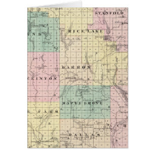 Cartão Mapa do Condado de Barron, Estado de Wisconsin