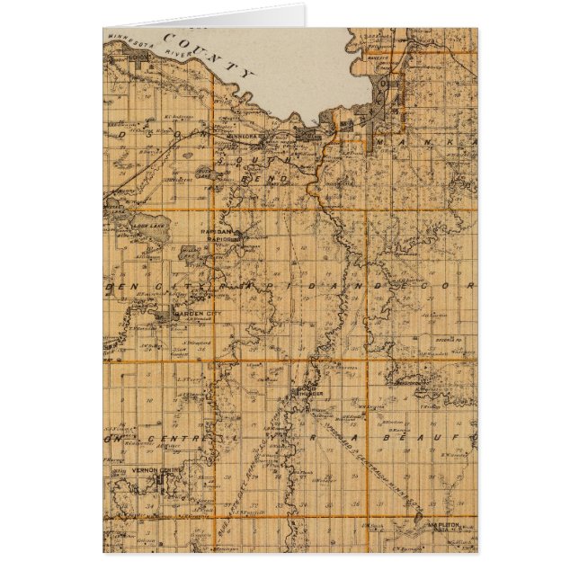 Cartão Mapa do Condado de Blue Earth, Minnesota (Frente)