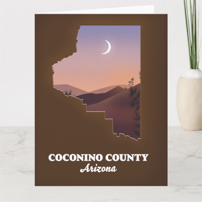 Cartão Mapa do Condado de Coconino Arizona. (Frente)