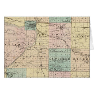 Cartão Mapa do Condado de Columbia, Estado de Wisconsin