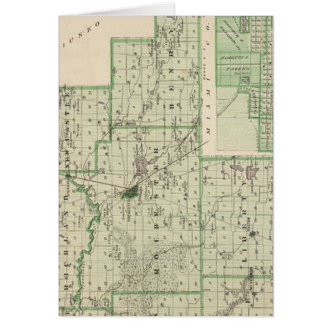 Cartão Mapa do Condado de Fulton com Rochester, Fulton Co (Frente)