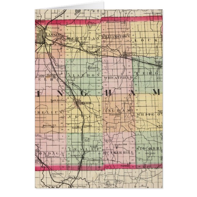 Cartão Mapa do Condado de Ingham, Michigan (Frente)