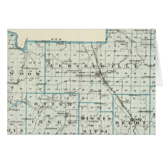 Cartão Mapa do Condado de Jersey (Frente Horizontal)