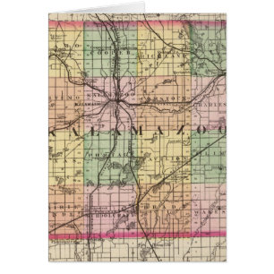 Cartão Mapa do Condado de Kalamazoo, Michigan