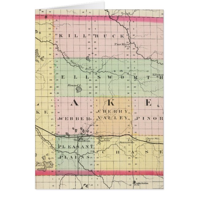 Cartão Mapa do Condado de Lake, Michigan (Frente)