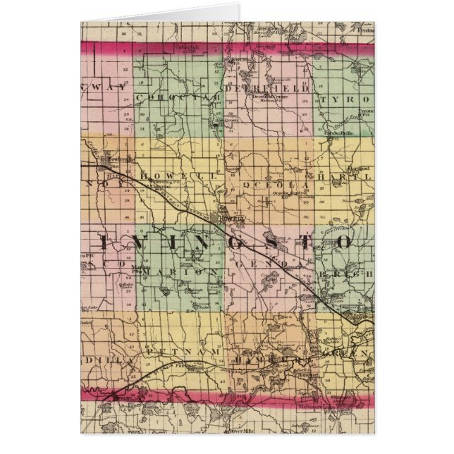 Cartão Mapa do Condado de Livingston, Michigan (Frente)