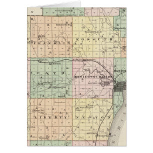 Cartão Mapa do Condado de Manitowoc, Estado de Wisconsin