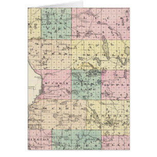 Cartão Mapa do Condado de Polk, Estado de Wisconsin