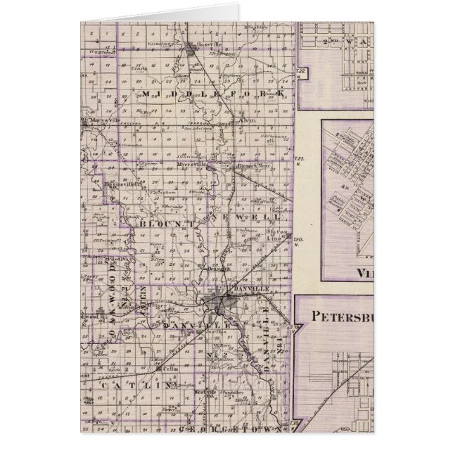 Cartão Mapa do Condado de Vermilion, Cidade de Mason (Frente)