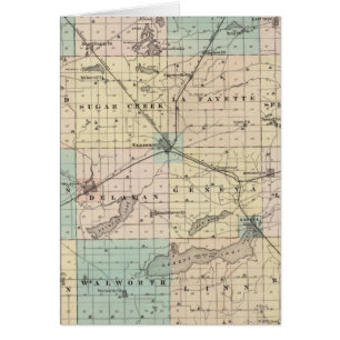 Cartão Mapa do Condado de Walworth, Estado de Wisconsin
