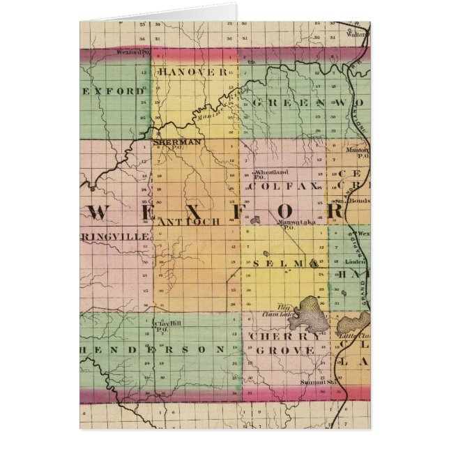 Cartão Mapa do Condado de Wexford, Michigan (Frente)