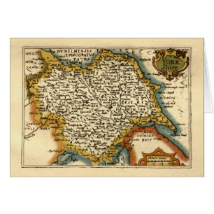 Cartão Mapa do condado de Yorkshire, Inglaterra