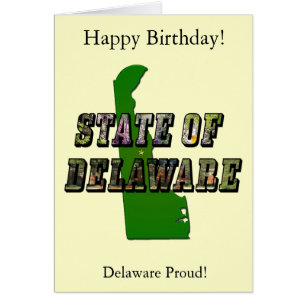 Cartão Mapa do Contorno do Estado de Delaware de Aniversá