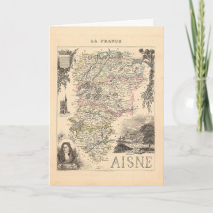 Cartão Mapa do Departamento de Aisne França Alexandre Vui