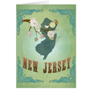 Cartão Mapa do estado de New-jersey - verde