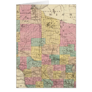 Cartão Mapa do Estado de Wisconsin