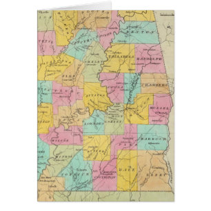 Cartão Mapa do Estado do Alabama