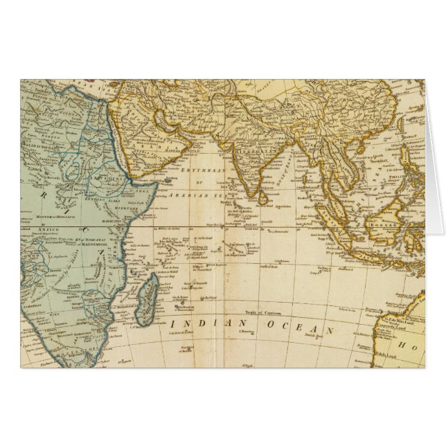 Cartão Mapa do hemisfério Leste (Frente Horizontal)