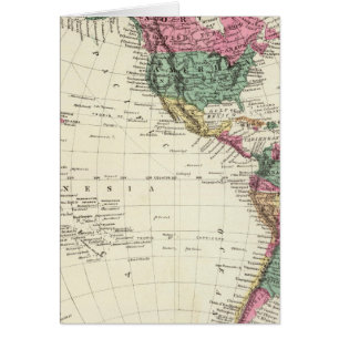 Cartão Mapa do Hemisfério Ocidental