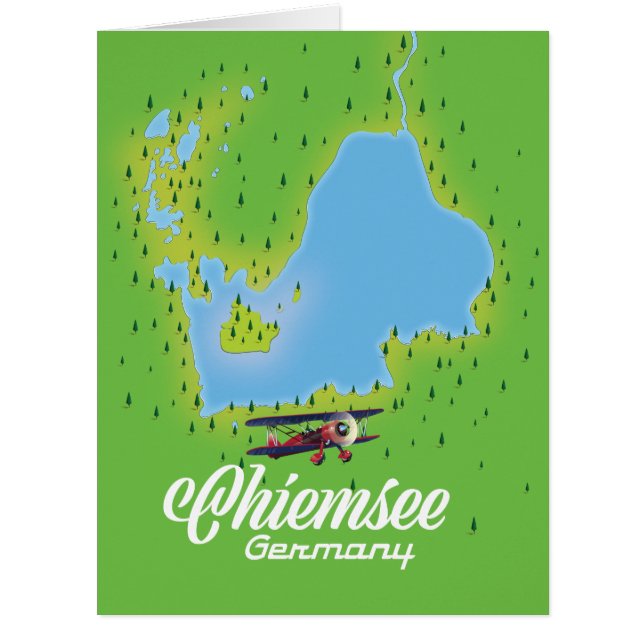 Cartão mapa do lago Chiemsee Alemanha (Frente)