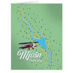 Cartão Mapa do lago de Mjøsa Norway