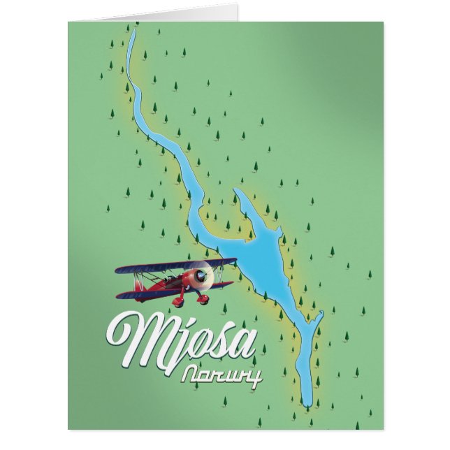 Cartão Mapa do lago de Mjøsa Norway (Frente)
