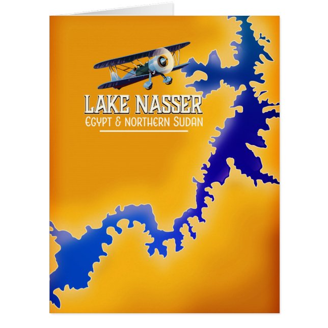 Cartão Mapa do Lago Nasser no Egito e no Sudão (Frente)