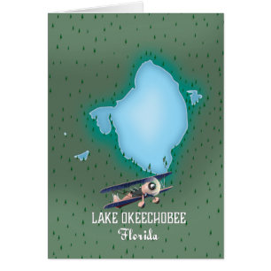 Cartão Mapa do Lago Okeechobee na Flórida.