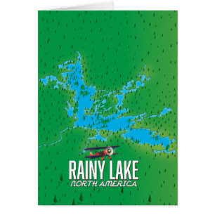 Cartão Mapa do lago Rainy Lake Norte-Americano