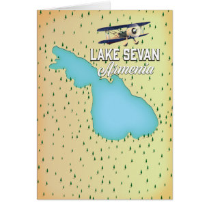 Cartão Mapa do Lago Sevan Armênia
