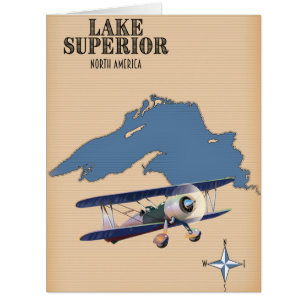 Cartão Mapa do Lago Superior América do Norte