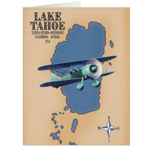 Cartão Mapa do Lago Tahoe Sierra Nevada California Nevada
