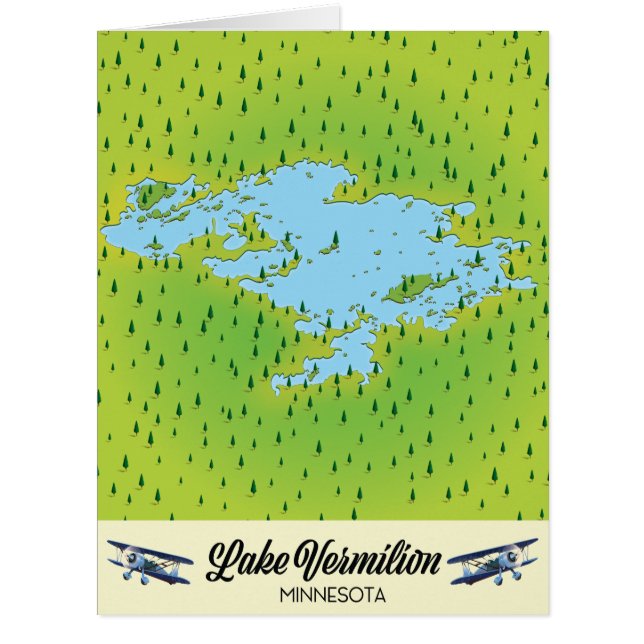 Cartão Mapa do Lago Vermilion Minnesota (Frente)