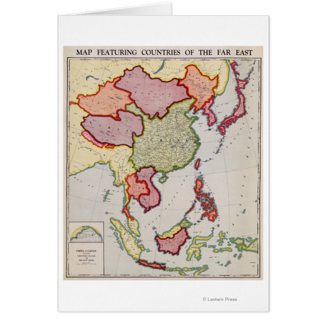 Cartão Mapa do Leste AsiáticoPanorâmicoLeste Asiático (Frente)