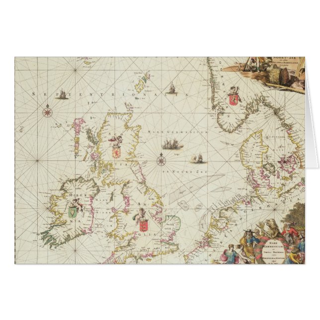 Cartão Mapa do Mar do Norte, c.1675 (Frente Horizontal)