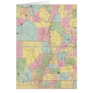 Cartão Mapa do Mississippi, Louisiana e Arkansas