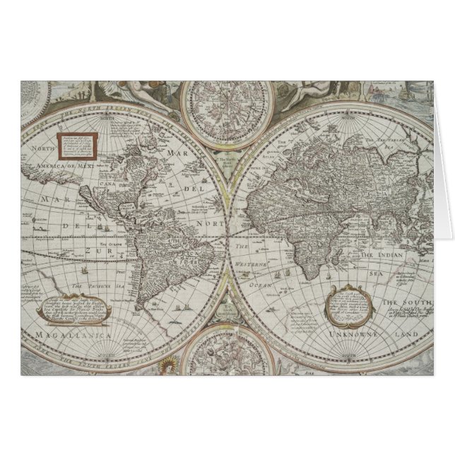 Cartão Mapa do mundo | 1676 (Frente Horizontal)