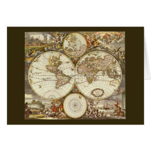 Cartão Mapa do mundo antigo, C. 1680. Por Frederick de