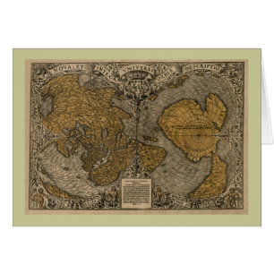 Cartão Mapa do mundo antigo do clássico 1531 pela multa