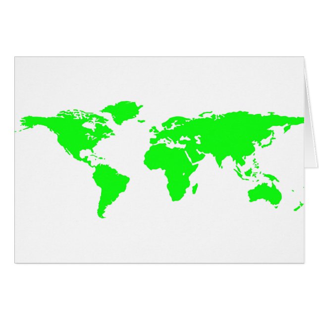 Cartão Mapa do Mundo Branco Verde (Frente Horizontal)