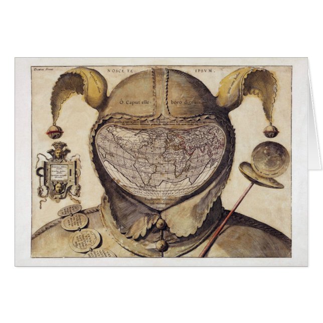 Cartão Mapa do mundo do boné do tolo (Frente Horizontal)