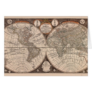 Cartão Mapa do mundo do vintage (1766)