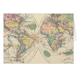 Cartão Mapa do mundo litográfico
