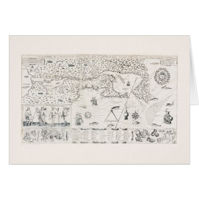 Cartão Mapa do Mundo Medieval Quebec - Nouvelle - França  (Frente Horizontal)