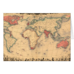 Cartão Mapa do mundo que mostra o Império Britânico