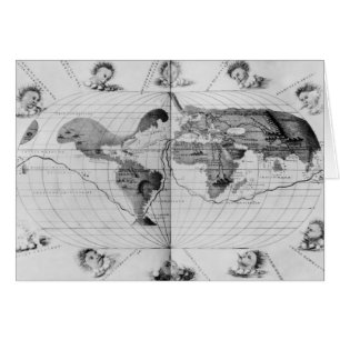 Cartão Mapa do mundo que segue a viagem do mundo de