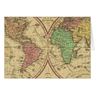 Cartão Mapa do Mundo sobre a Projeção Global